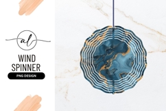 Elegant Blue And Gold Abstract Wind Spinner Round Product Image 1