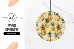 Watercolor Pineapple Pattern on Beige Background with Green Product Image 1