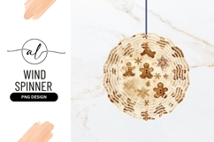 Festive Gingerbread Men and Snowflake Pattern on Beige Product Image 1