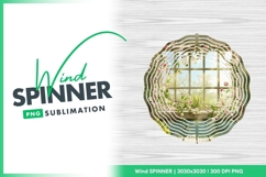 Wind Spinner Round Png with Window View Floral Design Product Image 1