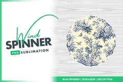 Blue Floral Pattern and Wind Spinner Round Png Product Image 1
