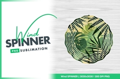 Tropical Leaf Design on White Wind Spinner Round Png Product Image 1