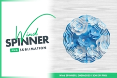 Blue and White Paper Flower Wind Spinner Round Png Design Product Image 1