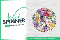 Floral Wind Spinner Round Png Sublimation Design Product Image 1