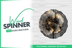 Black flower with gold accents illustration wind spinner Product Image 1