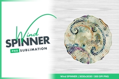 Floral Pattern on White Wood Wind Spinner Round Png Product Image 1