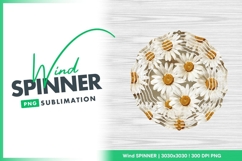 Daisy Flower Design on Wood Wind Spinner Round Png Product Image 1