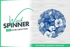 Blue Floral Wind Spinner Round Png Design Product Image 1