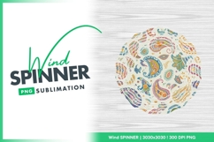 Paisley Pattern on Wood Grain Wind Spinner Round Png Product Image 1