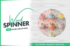 Round Wind Spinner with Cupcakes Sublimation Design Product Image 1