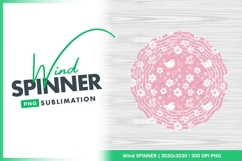Pink Round Wind Spinner with Floral and Bird Pattern Product Image 1