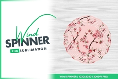 Pink Cherry Blossom Wind Spinner Round Png Design Product Image 1