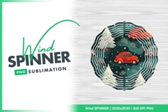 Red Cars and Winter Scene Wind Spinner Round Png Product Image 1
