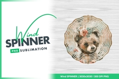 Bear Face Floral Illustration Wind Spinner Round Png Product Image 1