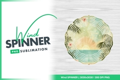 Tropical Beach Scene and Wind Spinner Round Png Product Image 1
