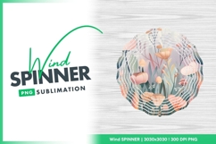 Floral Illustration on Wood Wind Spinner Round Png Product Image 1