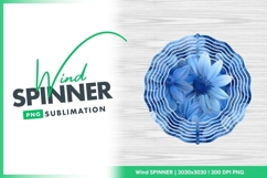 Blue Flower Wind Spinner Round Png Design Product Image 1
