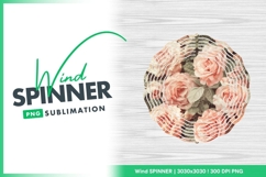 Roses Floral Design on Wood Wind Spinner Round Png Product Image 1