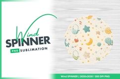 Stars Moon and Cute Wind Spinner Round Png Design Product Image 1