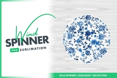 Blue Floral Wind Spinner Round Png Design Product Image 1