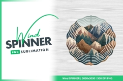 Mountain Landscape Design on Wind Spinner Round Png Product Image 1