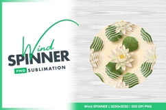 Lotus Flowers and Green Wind Spinner Round Png Design Product Image 1