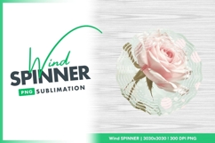 Pink Rose and Light Wood Wind Spinner Round Png Design Product Image 1
