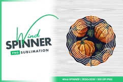 Pumpkins and Leaves on Dark Blue Wind Spinner Round Png Product Image 1