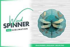 Teal Dragonfly Wind Spinner Round Design Product Image 1