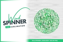 Green Wind Spinner Round Png with Leafy Design Product Image 1