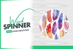 Watercolor Feather Wind Spinner Round Png Design Product Image 1