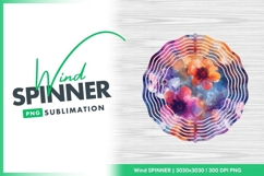 Watercolor flowers art pattern wind spinner round png Product Image 1