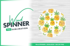 Cute Pineapple Watercolor Pattern Wind Spinner Round Png Product Image 1