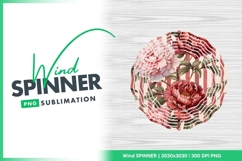 Peonies On Striped Background Wind Spinner Round Png Product Image 1