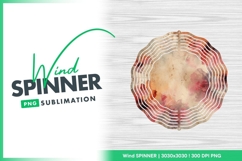 Red floral watercolor design on aged paper wind spinner Product Image 1