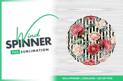 Floral Peonies On Stripes Wind Spinner Round Png Product Image 1