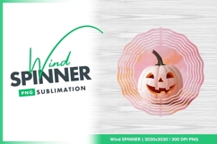 Carved White Pumpkin with Black Stem on Pink Wind Spinner Product Image 1