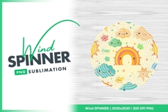 Whimsical Cartoon Sky Pattern with Smiling Wind Spinner Product Image 1