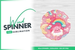 Cute Cartoon Characters on Pink Background Wind Spinner Product Image 1