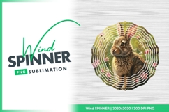 Brown Rabbit in a Floral Meadow with Pink Wind Spinner Product Image 1