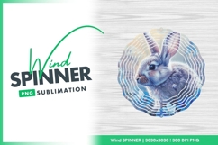 Watercolor Illustration of a Rabbit Surrounded Wind Spinner Product Image 1