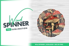 Red and White Spotted Mushrooms on Black Wind Spinner Product Image 1