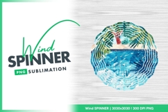 Watercolor Illustration of a Swimming Pool Wind Spinner Product Image 1