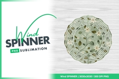 Floral Pattern with White Flowers Green Leaves Wind Spinner Product Image 1
