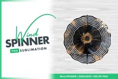 Abstract black flower with gold accents art wind spinner Product Image 1