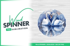 Watercolor Painting of Two Swans Forming a Wind Spinner Product Image 1