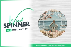 Embroidered Cottage Scene with Pink Flowers Wind Spinner Product Image 1