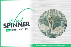 Two White Swans Floating on Teal Water Wind Spinner Product Image 1