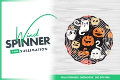 Halloween Themed Illustration with Pumpkins Wind Spinner Product Image 1