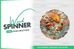 Orange Koi Fish Swimming in Stylized Water Wind Spinner Product Image 1